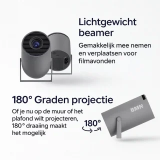 BMN Premium Mini Beamer 2025 Editie - Draagbare Projector - Grijs