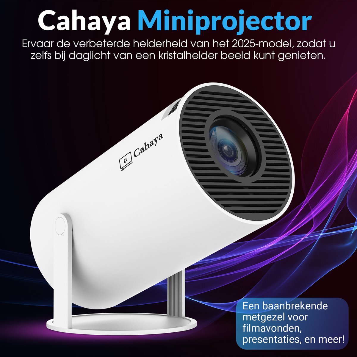 Cahaya 2025 Pro Mini Beamer met Android 11.0