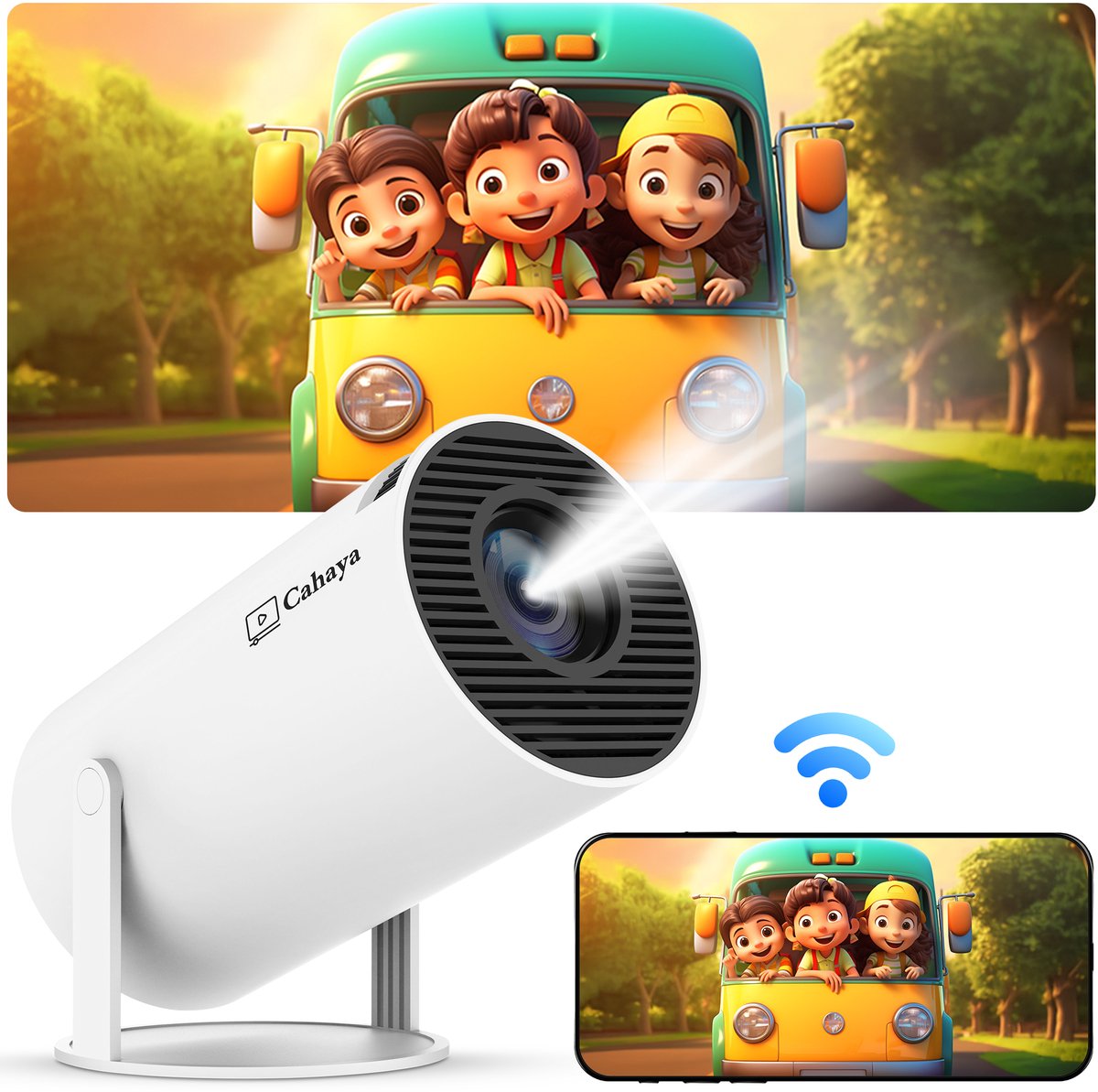 Cahaya 2025 Pro Mini Beamer met Android 11.0