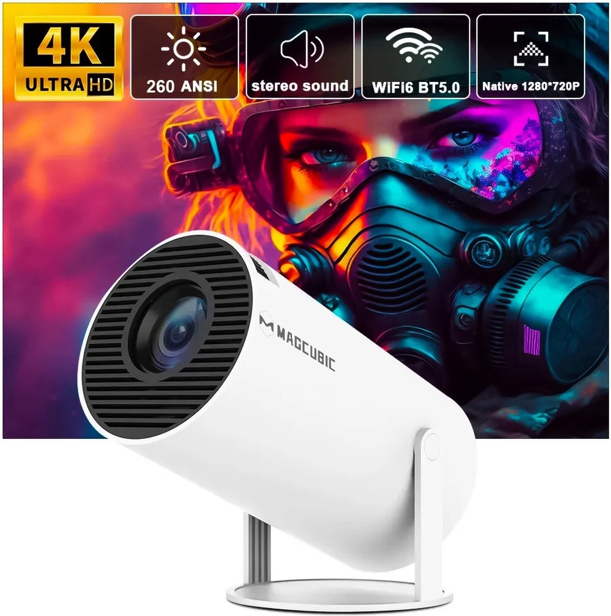 Collox Mini Beamer 4K Android 11 Grijs
