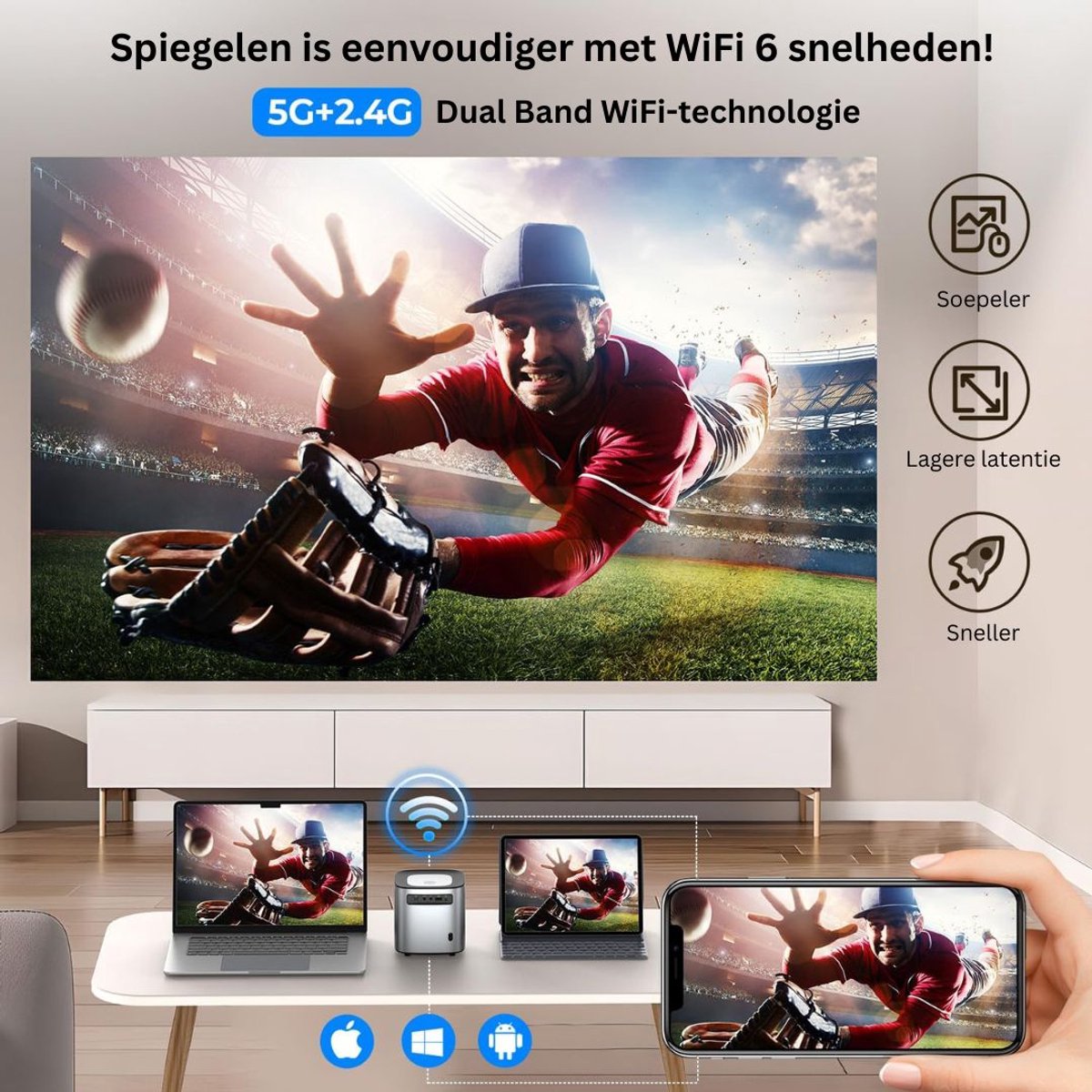 DailySupplies Mini Beamer WiFi Bluetooth