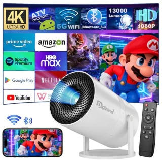 Digisand X3 Mini beamer smart projector – 4k draagbare projector, native full hd, 350 ansi 13000 lumen home cinema, laserprojector thuisbioscoop, auto keystone, ios & android 14-wifi & bluetooth