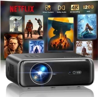 Draagbare beamer – 1200 ANSI lumen – 1920 x 1080 resolutie – lcd-scherm – bluetooth en HDMI – voor thuisbioscoop en presentaties