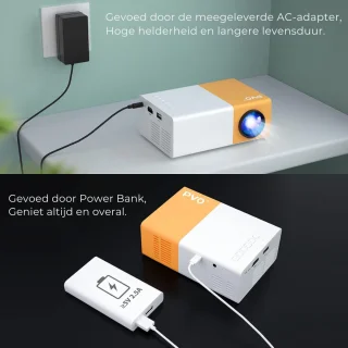 Draagbare LED Mini Beamer 4K - Wit/Geel