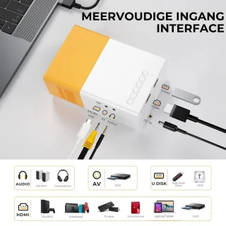 Draagbare LED Mini Beamer 4K - Wit/Geel
