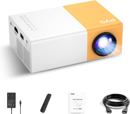 Draagbare LED Mini Beamer 4K - Wit/Geel