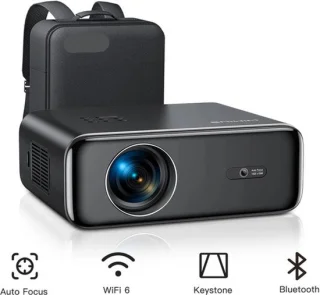 Draagbare mini beamer 4k zwart