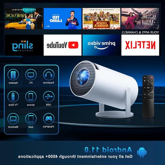 Draagbare Mini-projector Full HD 1080P wifi Bluetooth USB HDMI Beamer