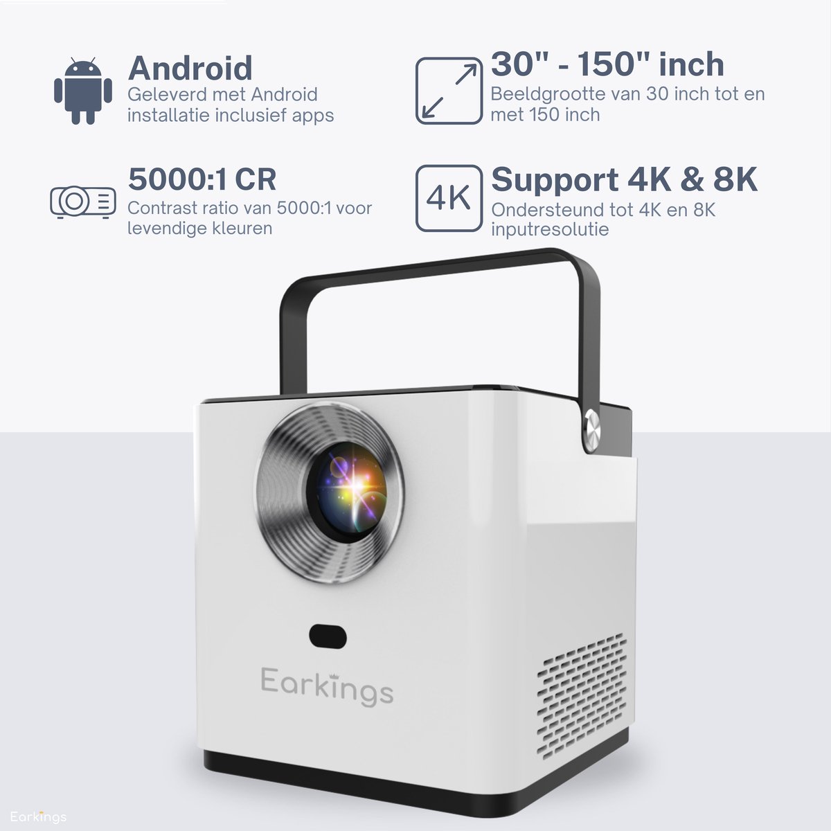 Earkings 4K Mini Beamer Projector Wit