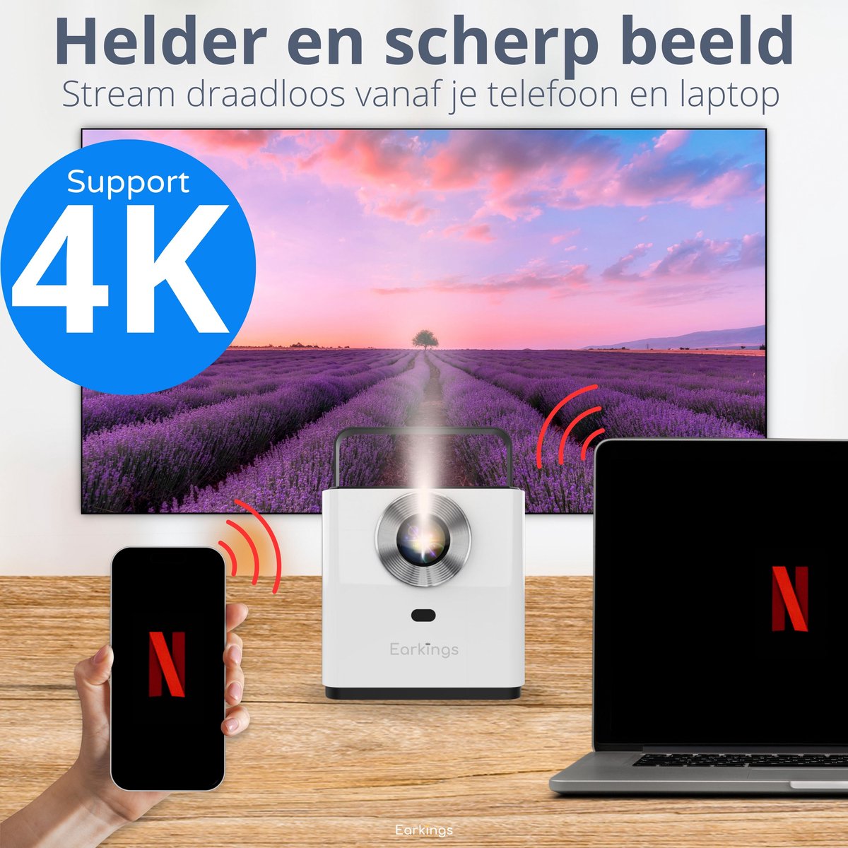 Earkings 4K Mini Beamer Projector Wit
