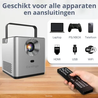 Earkings Mini 4K Beamer Projector Grijs