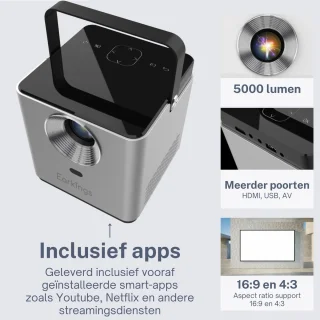 Earkings Mini 4K Beamer Projector Grijs