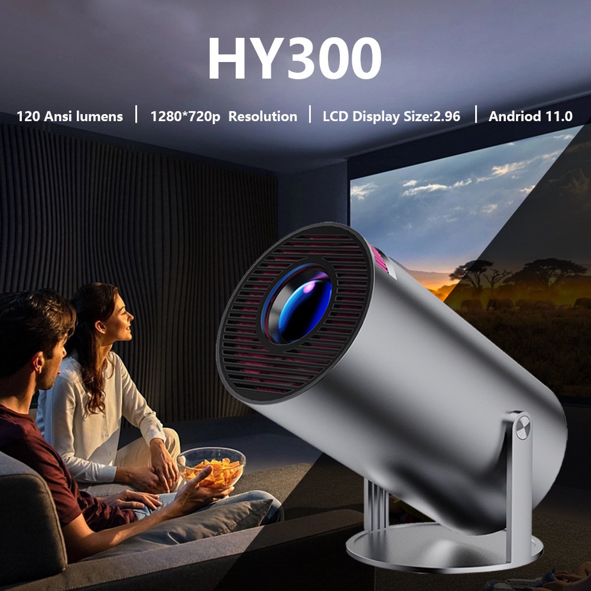 EK F1 Mini projector met 84 inch doek zwart