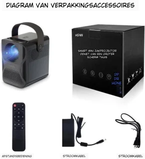 ELEMENTKEY BEAM LITE ® + Gyro Air Mouse WiFi Full HD Mini Projector Zwart