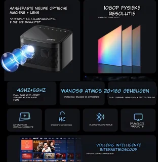 Elementkey BEAM21 Android 9.0 Full HD Projector Donker Grijs