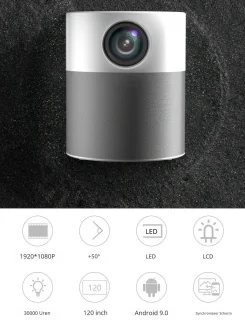 ELEMENTKEY BEAM6 Full HD WiFi Beamer Android 9.0 Wit/Grijs