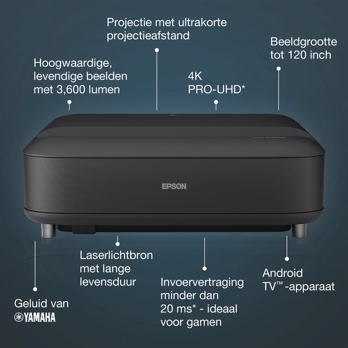 Epson EpiqVision Ultra EH-LS650B beamer zwart