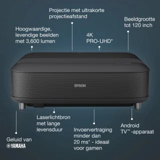 Epson EpiqVision Ultra EH-LS650B beamer zwart