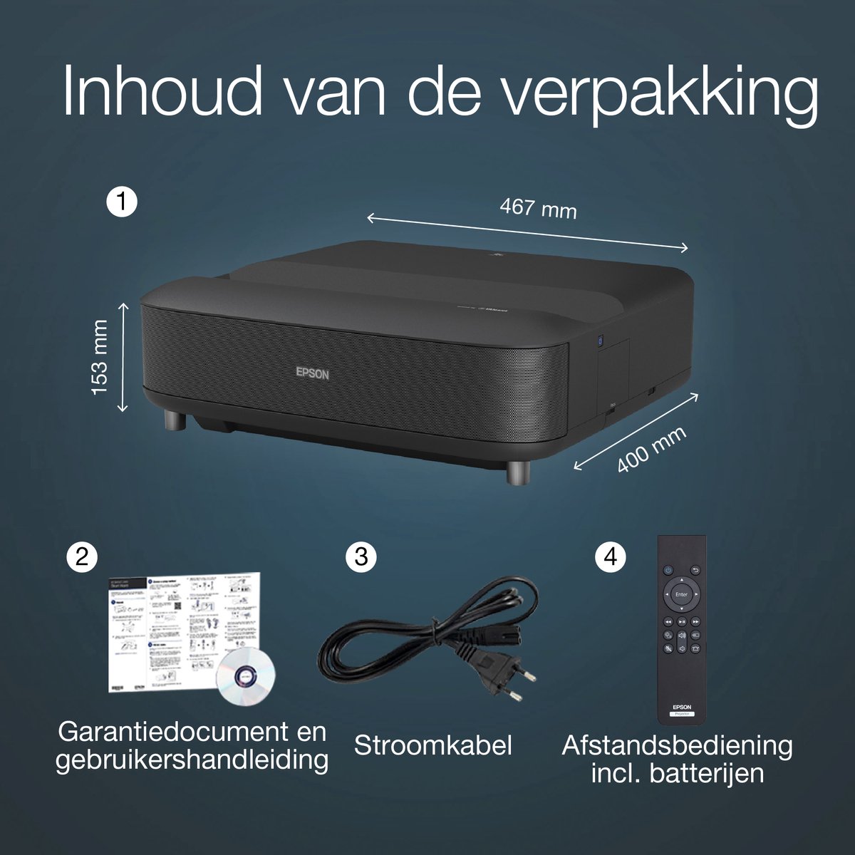 Epson EpiqVision Ultra EH-LS650B beamer zwart
