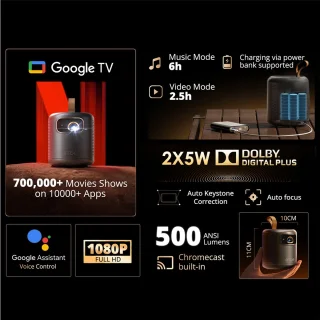 ETOE Dolphin DLP Projector 1080P Google TV Certified