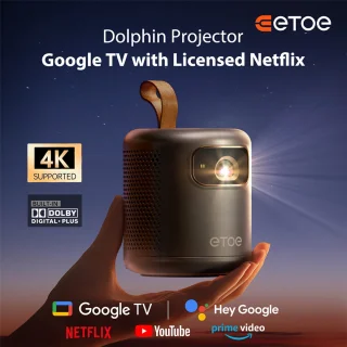 ETOE Dolphin DLP Projector 1080P Google TV Certified