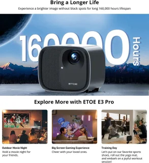 ETOE E3 Pro Android TV 11.0 Projector 1080P 600 ANSI