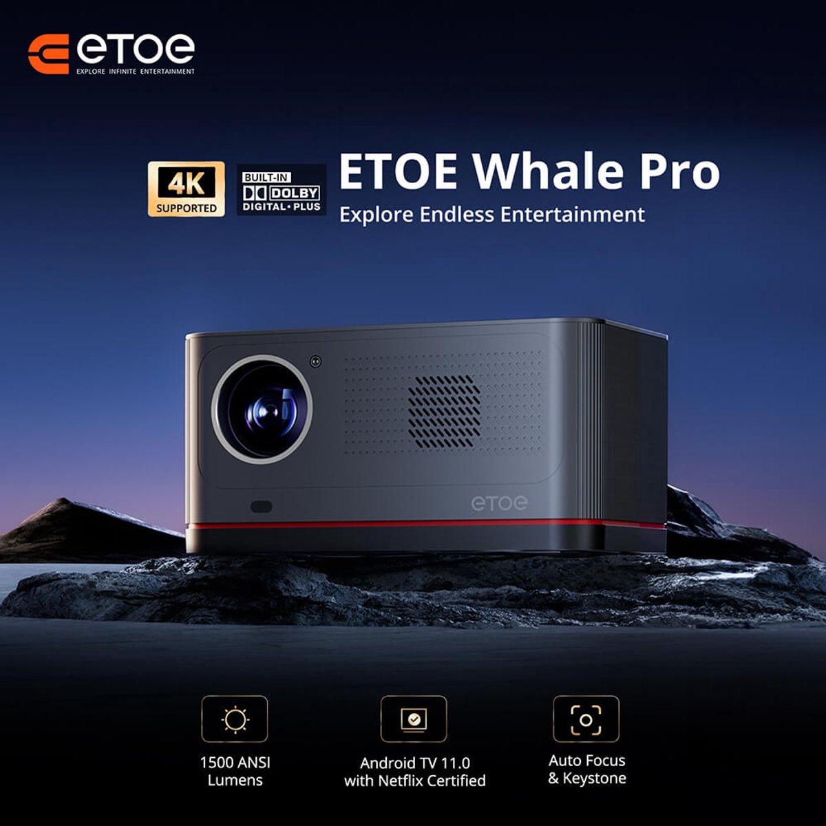 ETOE Whale Pro Android TV 1080P projector