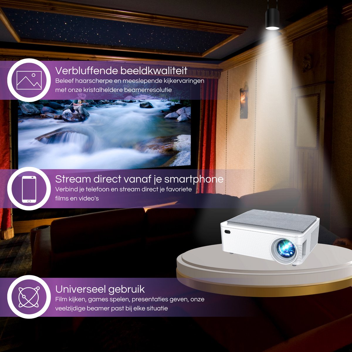 Forexa Beamer 100 Inch Full HD 1080P