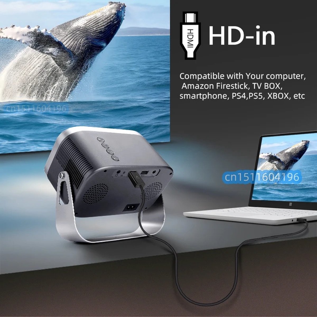 Fs2 4K HD Mini Beamer WiFi Bluetooth Android 11