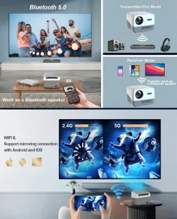 Fuegobird A6 1080P Full HD Smart Projector 2GB RAM 32GB ROM Grijs