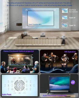 Fuegobird A6 1080P Full HD Smart Projector 2GB RAM 32GB ROM Grijs