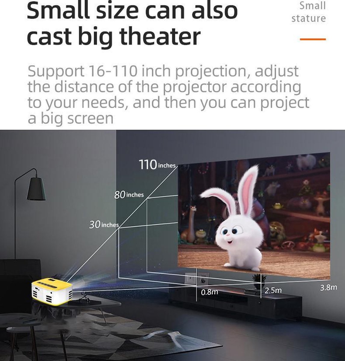 Fuegobird T20 Mini Beamer Projector Wit