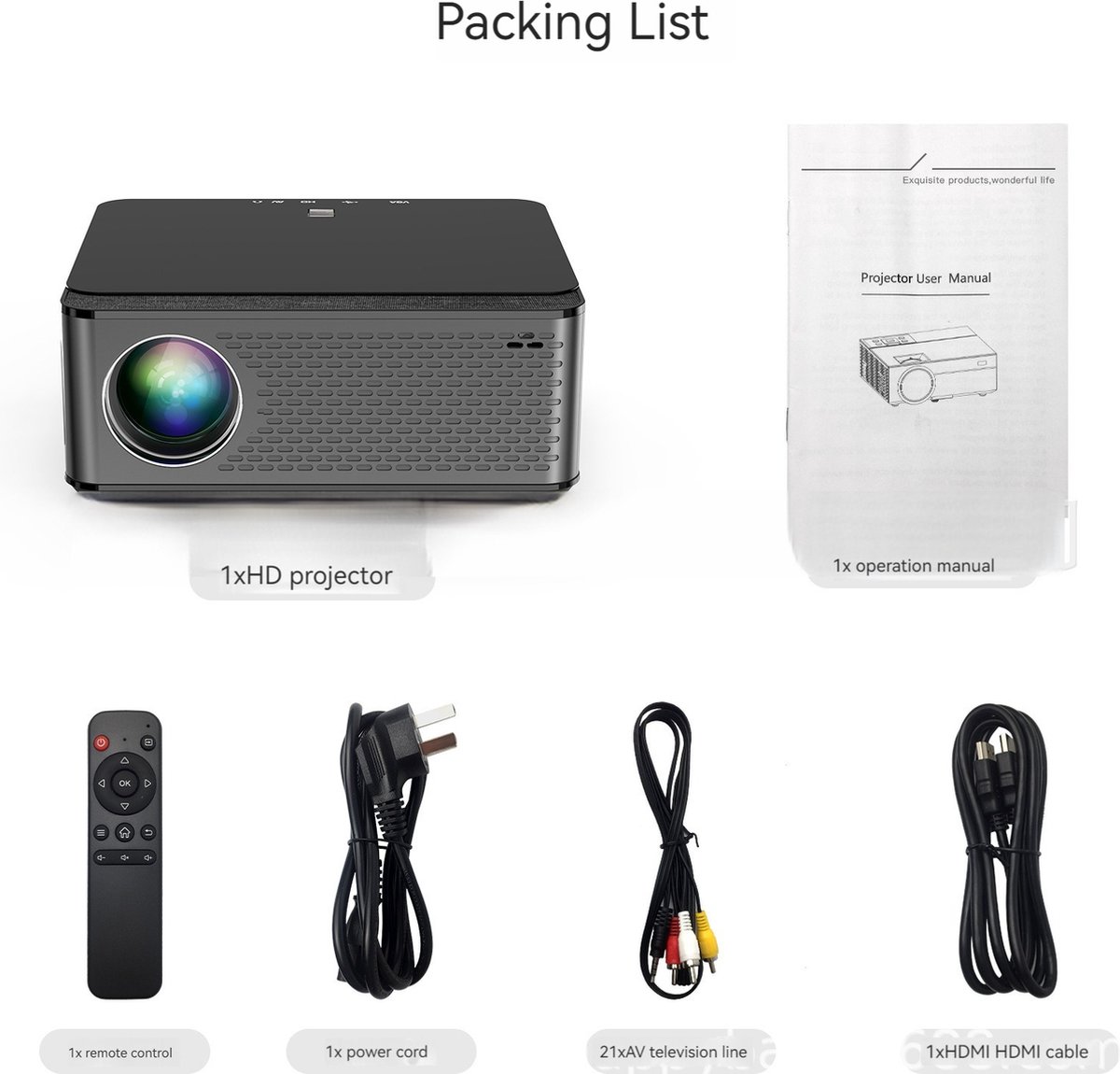 Full HD 1920x1080 LED Beamer WIFI Bluetooth afstandsbediening