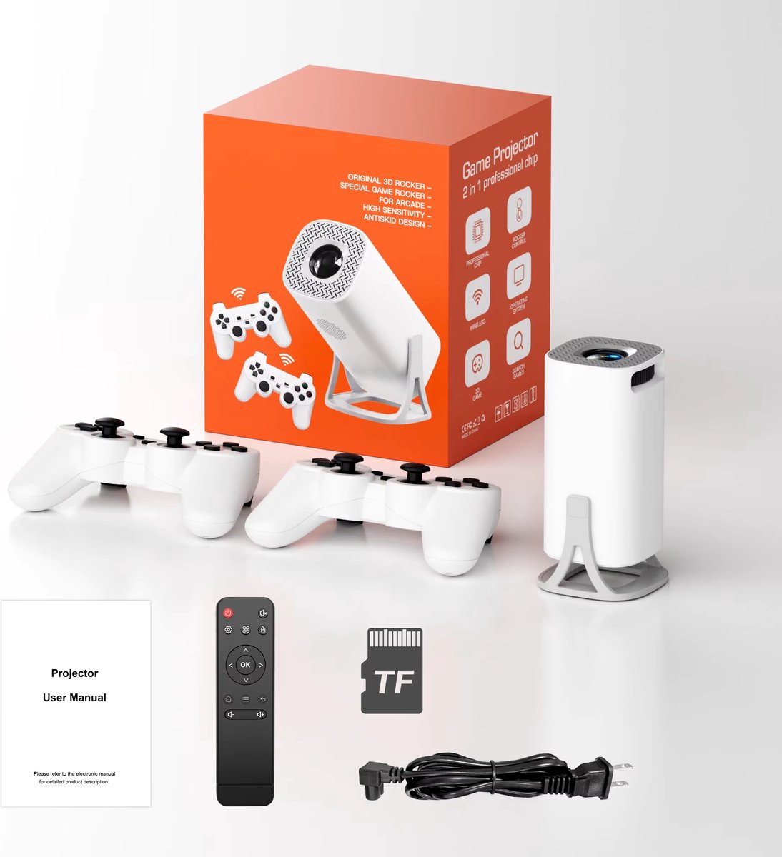 Gaming Projector 1280x720P Android 11 Dual WiFi 64GB TF Kaart