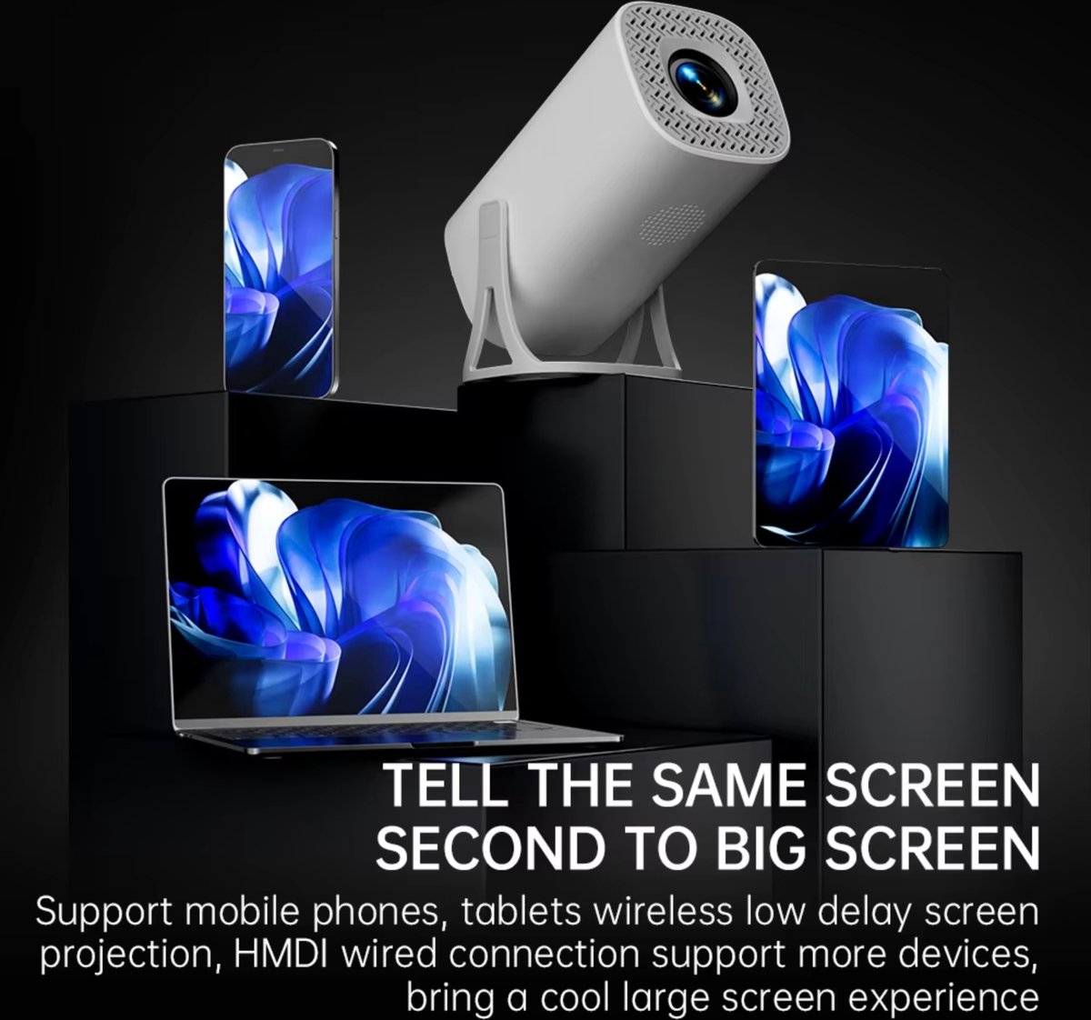 Gaming Projector 1280x720P Android 11 Dual WiFi 64GB TF Kaart
