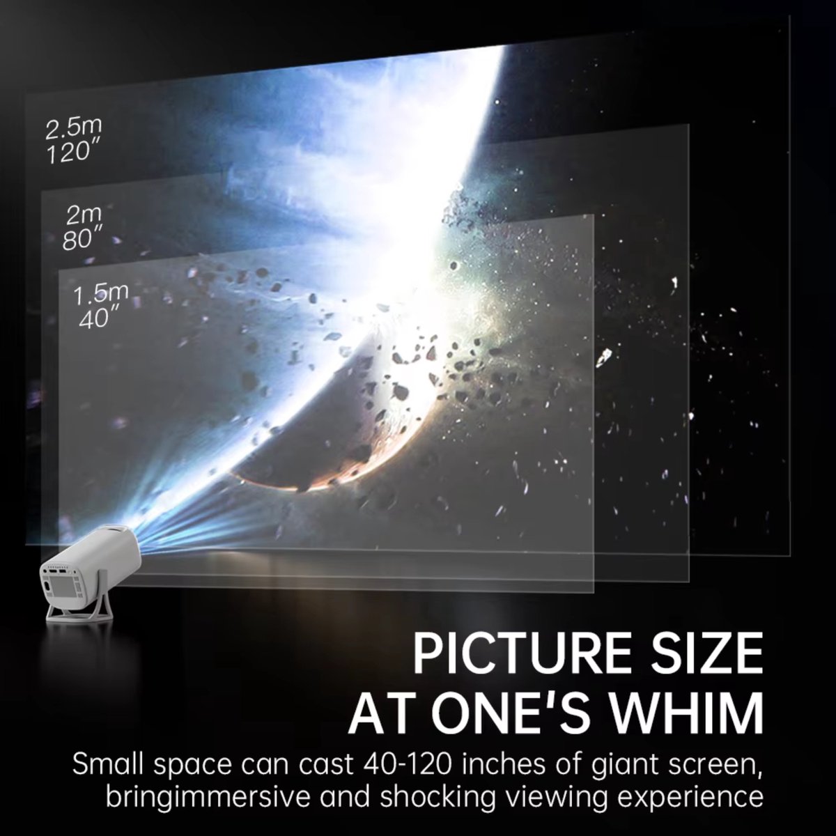 Gaming Projector 1280x720P Android 11 Dual WiFi 64GB TF Kaart