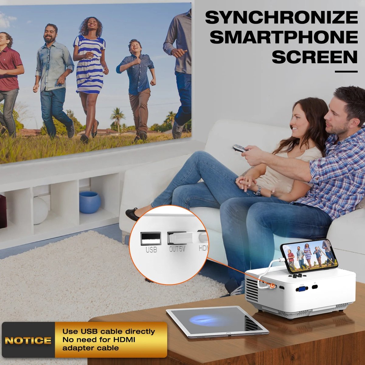 Gran Vida Mini Projector 1080P HD