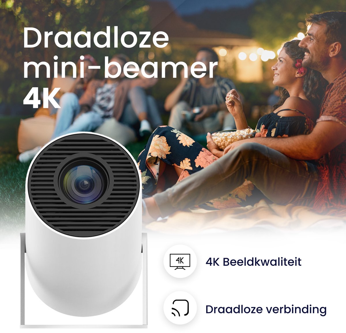 HoriVue Mini Beamer Projector HD 720p Android 12
