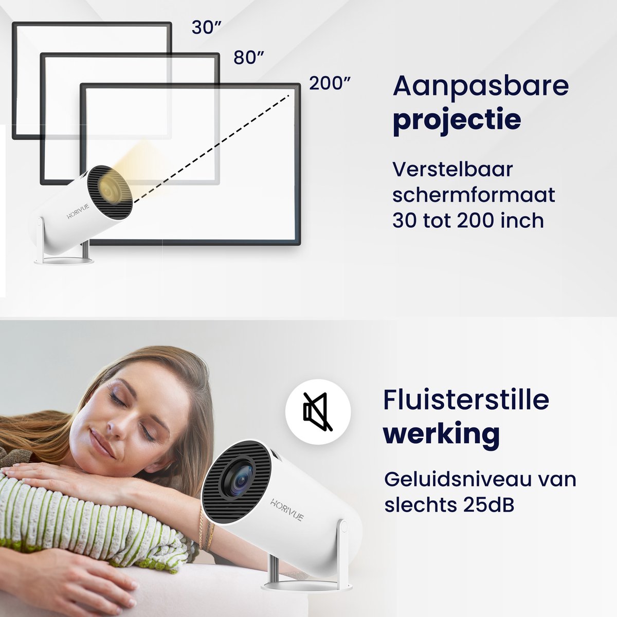 HoriVue Mini Beamer Projector HD 720p Android 12