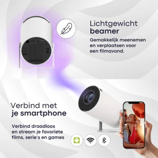Hozard Mini Beamer HD Android 11 WiFi 6