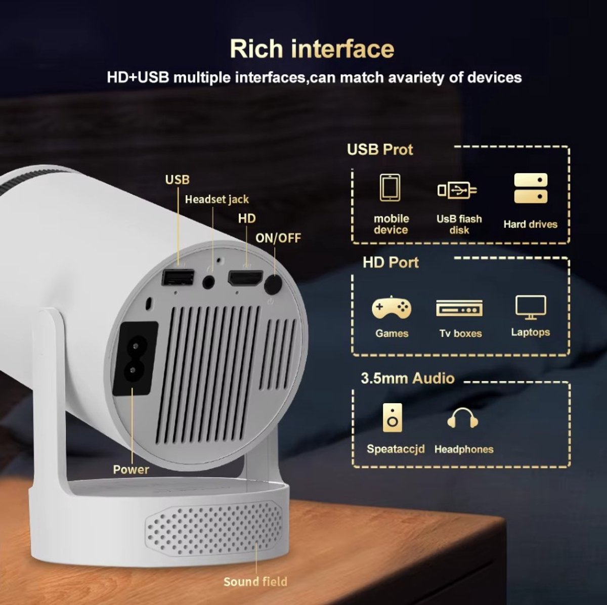 Hy300 Pro Mini Beamer 4K Android 11 Dual Wifi6