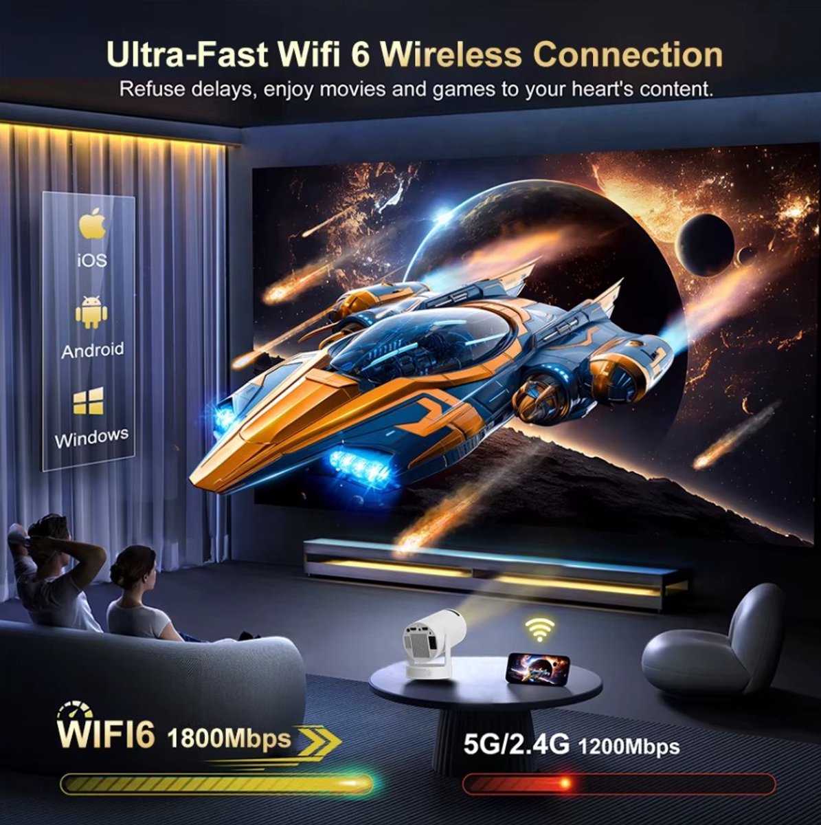 Hy300 Pro Mini Beamer 4K Android 11 Dual Wifi6