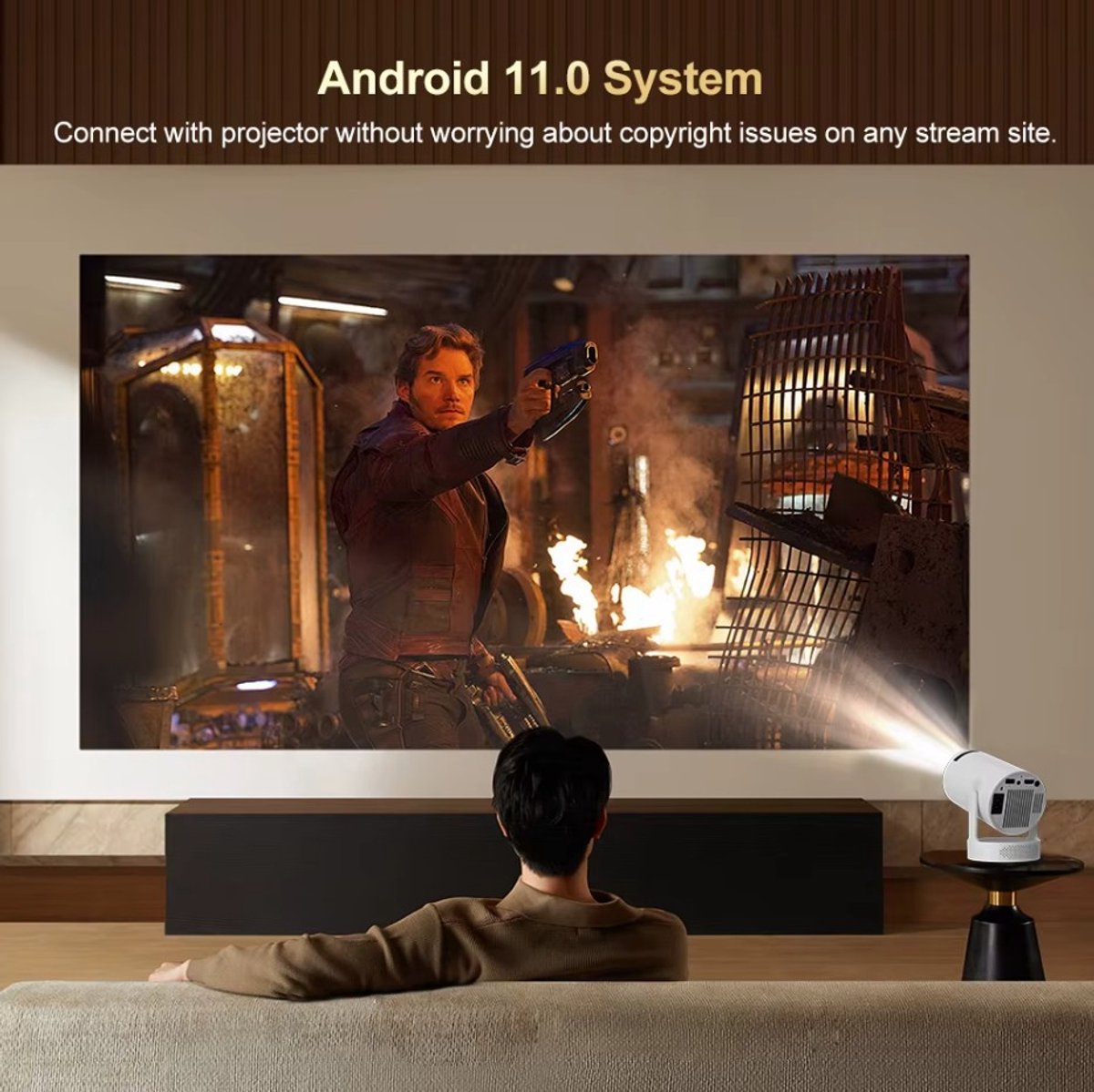 Hy300 Pro Mini Beamer 4K Android 11 Dual Wifi6