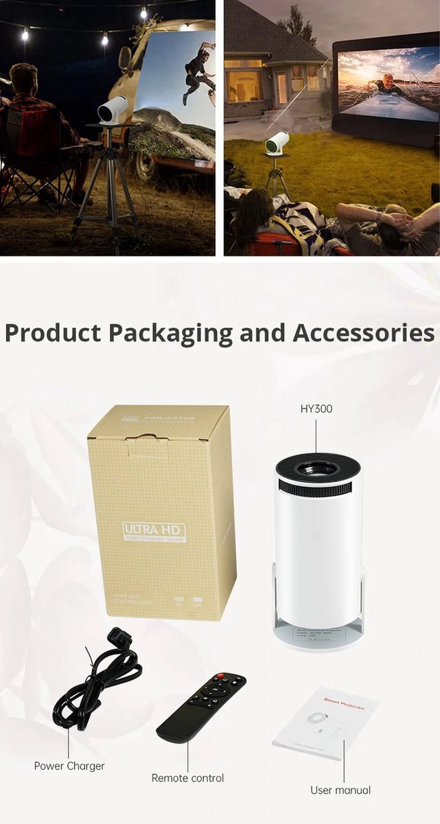 Wat vinden we goed aan de HY300 WiFi 6 Mini 4K Beamer Projector