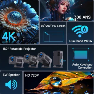 Hy320 4K Native Android 11 Projector Bluetooth 5.0 Wifi6