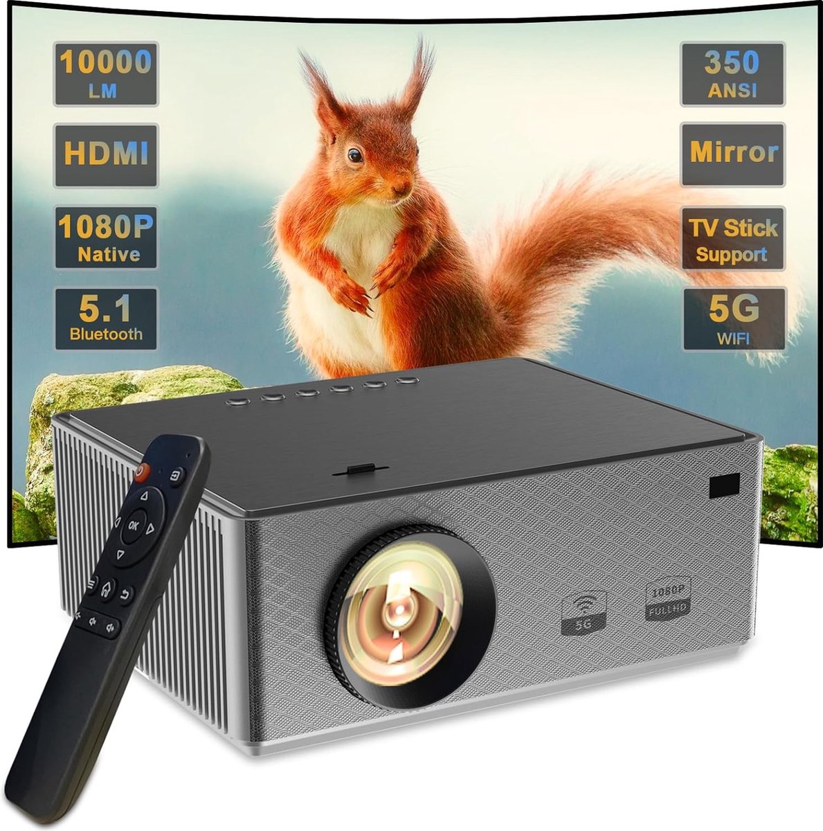 Jumbotron 4K Full HD Draagbare Beamer Wifi Bluetooth