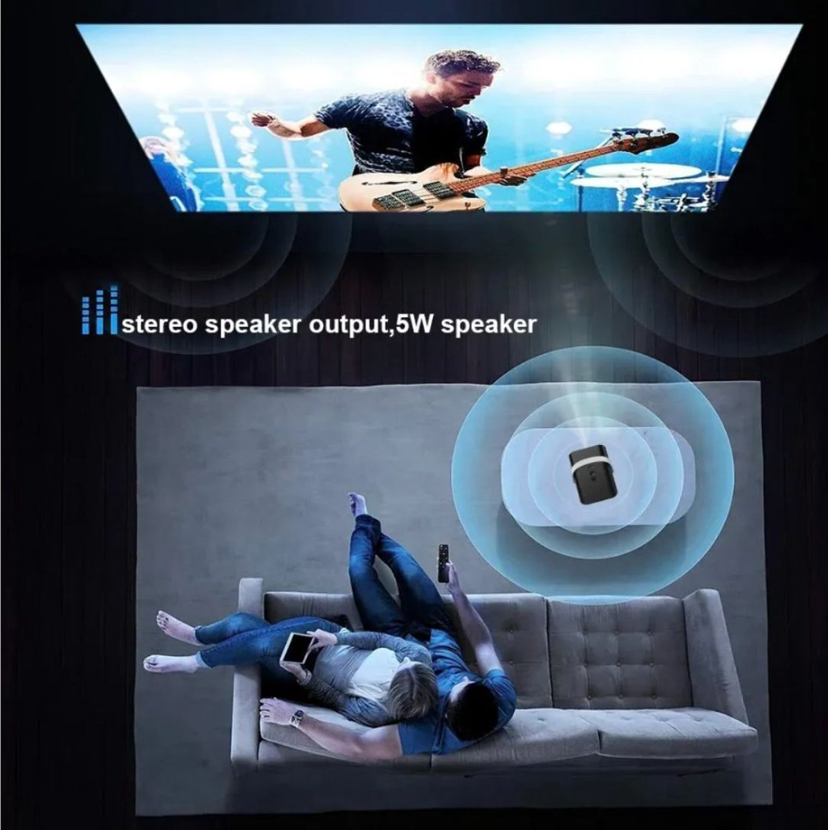 KoopKrachtig Mini Beamer 1080P Zwart 4GB/16GB
