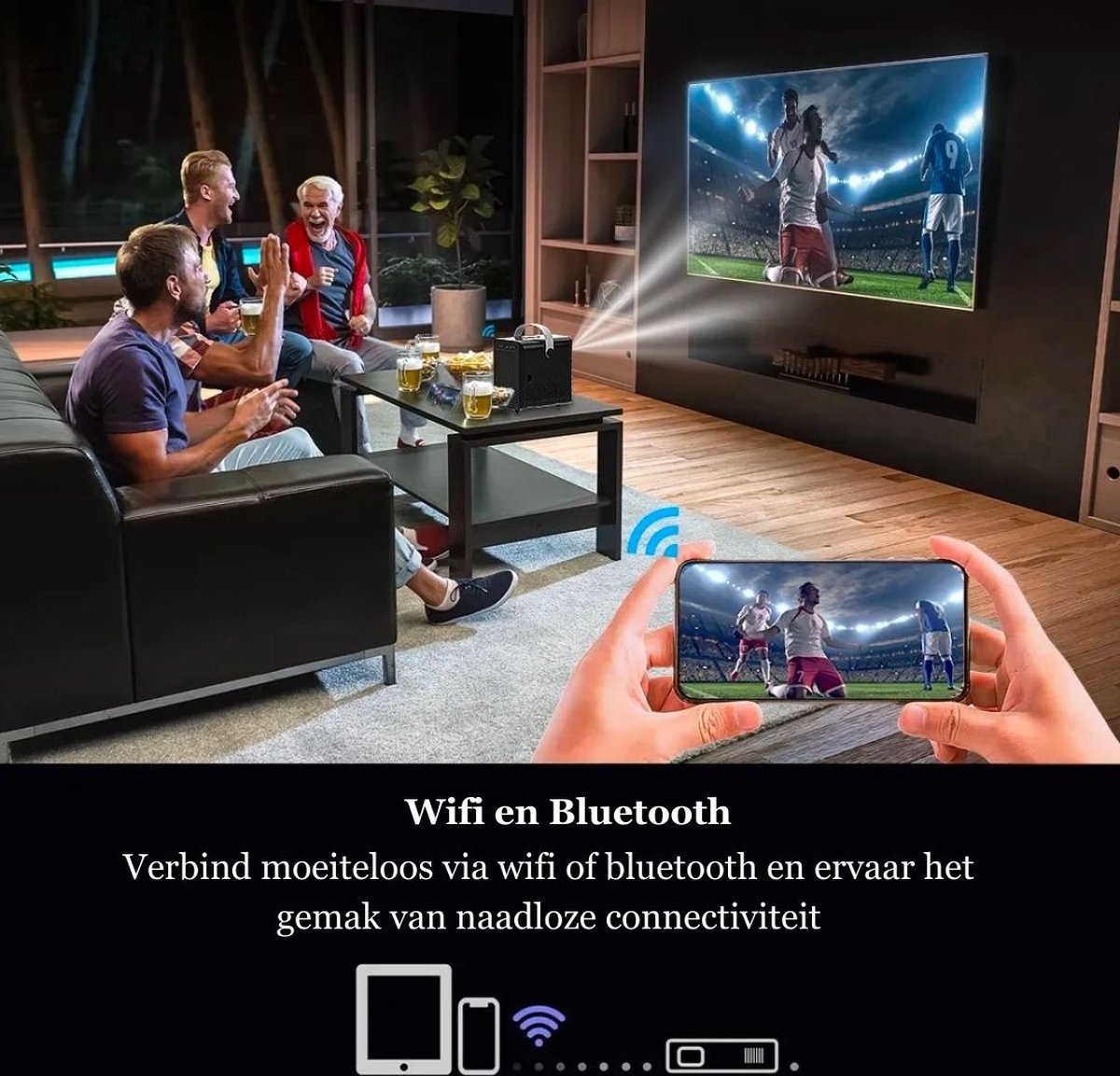 KoopKrachtig Mini Beamer 1080P Zwart 4GB/16GB