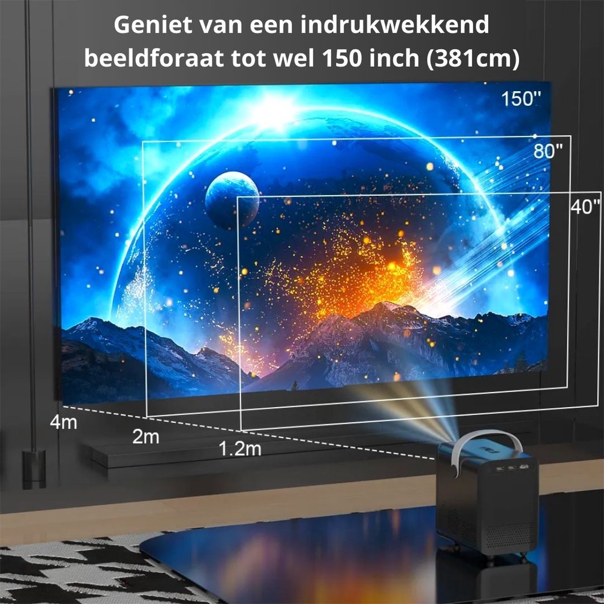 KoopKrachtig Mini Beamer 1080P Zwart 4GB/16GB