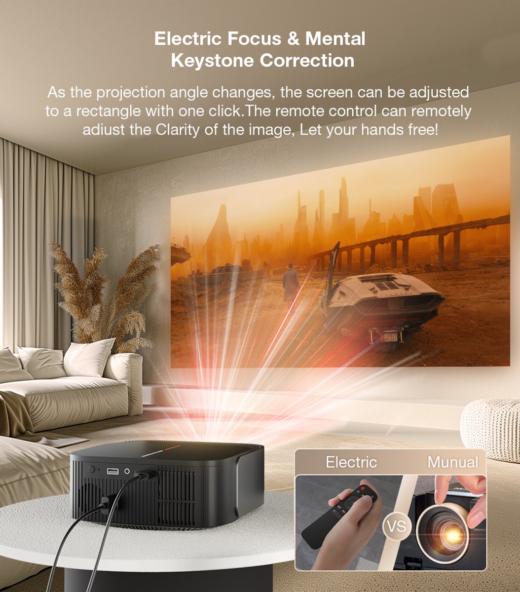 LCD Projector Beamer Draadloos Bluetooth 5.3 Binnen Cinema
